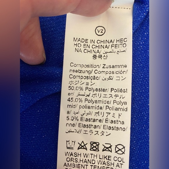 Vibrant Blue Sparkling Thin Strap Cocktail Dress Poly Blend SHEIN Sz XL/12 - Picture 5 of 9